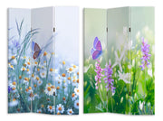 Paravento stampa 3 ante fiori e farfalle cm 120,6x2,5xh180,6x2,5xh180