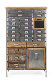 Cassettiera OFFICINA in acciaio e legno 132.5h cm