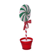 Caramella metallo lecca-lecca con vaso verde cm11,5x9h30,5