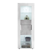 Vetrina moderna bianco lucido 1 anta grigio cemento L.61 P.42 H.167 cm
