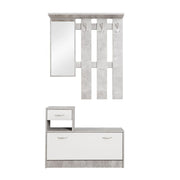 Mobile guardaroba da ingresso bianco e cemento 100x25xh.180 cm EFFEZ
