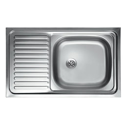 Lavello cucina vasca con gocciolatoio sx acciaio da appoggio 50x90 cm(N118SX) EFFEZ