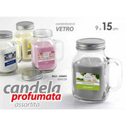 Candele profumante  in vetro assortite  cm 9 x 15 h