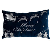 Cuscino led tessuto con renne blu cm50x30x12