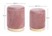 Set da 2 Pouf in velluto con contenitore Rosa Antico POLINA