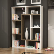 Libreria Liam bianca dettaglio geometrico noce 100x136h EFFEZ