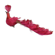 Pavone piume rosso con clip cm30x5h11