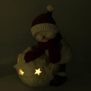 Pupazzo di neve resina con palla led bianco cm31,5x20,5h41