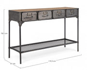 Consolle Store 4 cassetti 1 ripiano in stile industriale