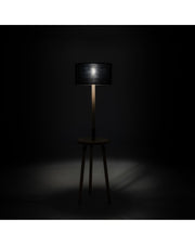 Lampada da terra Acrux in tessuto nero e legno STS