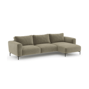 Divano Audrey tessuto costine beige penisola reversibile EFFEZ
