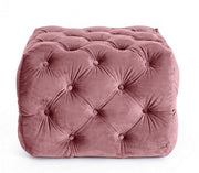 Pouff Evan in velluto Blush trapuntato