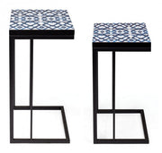 Set 2 tavolini NEAPOLIS in acciaio con piano in mdf decorato con stampa 62.5h 56h cm