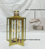 Lanterna led metallo stella oro cm27,5x27,5h42-48