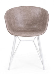 Sedia vintage ecopelle beige bianco Warhol cm 59 x 54,5 x 80