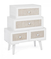 Cassettiera da soggiorno in MDF quattro cassetti Bianca MONTIEL 60x30,5x h70,5 cm