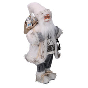Babbo natale tessuto con regali e lanterna grigio cm24x12h45