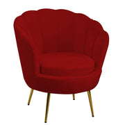 Poltrona velluto tulipan rosso fragola cm 73x72h77