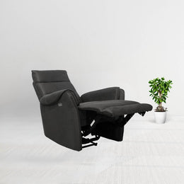 Poltrona Recliner Elettrico Effetto Nabuk Grigio  82 x 98 x 109 cm
