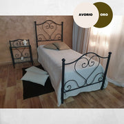 Letto singolo Papavero ferro battuto avorio oro EFFEZ