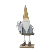 Babbo natale metallo con regalo oro grigio cm8x5h22