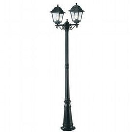 Lampada da terra in alluminio pressofuso con diffusori in vetro trasparente, altezza max 210mm, alimentazione 230V ~ 50Hz, IP43 nero