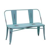 Panchina ferro bristol azzurro antico con schienale cm51x111h82,5