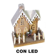 Casetta legno con led naturale cm22x14h30