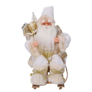 Babbo natale tessuto su slitta bianco oro cm33x12h30