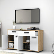 Madia multiuso quattro ante due cassetti Bianco Rovere TRUVA 140x40x h78 cm