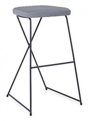 Sgabello da Bar in acciaio e velluto Grigio KINSLEY 40x46 h76 cm