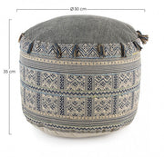 Pouf in cotone stile etnico TILAK Snorkel diametro 50x h35 cm