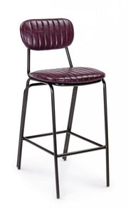 Sgabello vintage da bar in simipelle Bordeaux DEBBIE 44x51x h100 cm