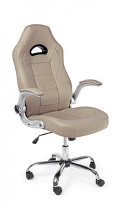 Poltrona da ufficio rivestita in pelle Boneville Beige