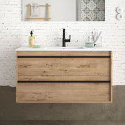 Mobile bagno sospeso Ador100 rovere ostippo con lavabo 2 cassetti 100x45x54h
