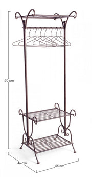 Attaccapanni in acciaio Marrone tre ripiani Marrone MELANIE 55x46x h170 cm