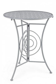 Tavolino tondo pieghevole da giardino in acciaio Grigio MARLENE diametro 60x h77 cm