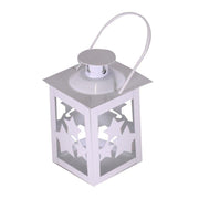 Lanterna metallo natale bianco confezione 3 pezzi quadro cm7,5x7,5h11