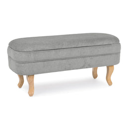 Panca contenitore Chenille vintage in velluto grigio chiaro 102x41x49h cm