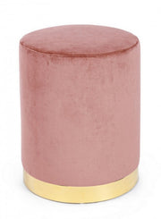 Pouf in velluto Rosa Antico LUCILLA diametro 35x h40 cm