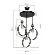 Lampada a sospensione Esin con tre portalampade a cerchio MDL4423 EFFEZ