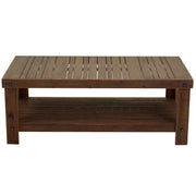 Tavolino da salotto noce country con 2 piani 120x60xh,45 cm