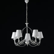 Lampadario in ferro Bianco shabby cinque luci paralumi bianchi 69x h45 cm