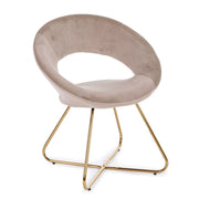 Poltrona Vanity in velluto tortora e gambe in oro