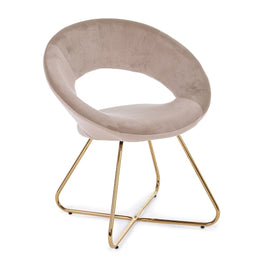 Poltrona Vanity in velluto tortora e gambe in oro