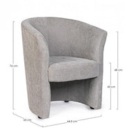 Poltrona in legno e tessuto Grigio Chiaro BELIZE 64,5x63x h76 cm