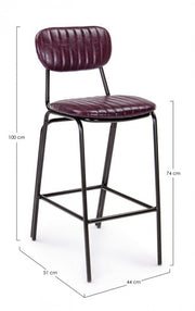 Sgabello vintage da bar in simipelle Bordeaux DEBBIE 44x51x h100 cm