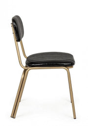 Sedia moderna retro Addy con struttura in acciaio similpelle nero