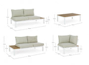 Set da esterno salotto angolare con cuscini bianco Elias
