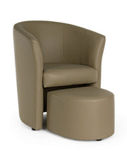 Poltrona in similpelle con pouf estraibile Tortora RITA 64,5x 59,5x h78 cm
